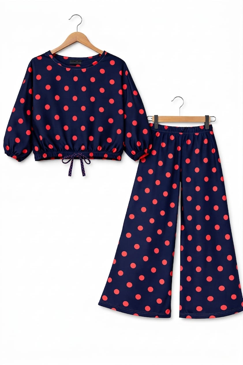 Red Dots All Over Print Full Sleeve Navy Skate Fish Girls ( R-48 )