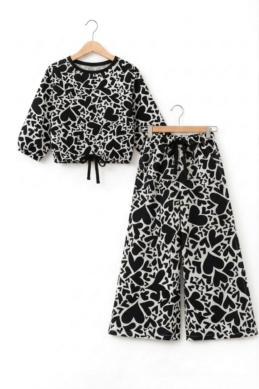 Black Heart All Over Print Full Sleeve White Skate Fish Girls ( R-452-53, 450 )
