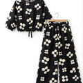 White Sun Flower Full Sleeve Black Skate Fish Girls ( R-213 )