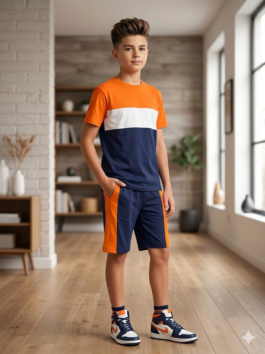 Orange & Blue Penal Nicker Suit Boys ( R-492 )