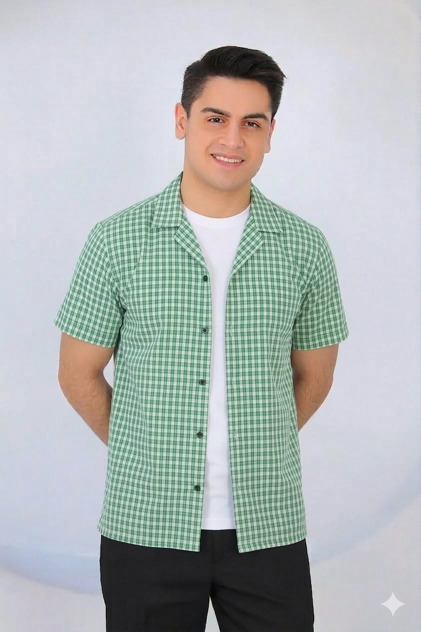 Parrot Check Coat Collar Casual Shirt Men's