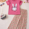 Rabbit Face Pink T-Shirt & Flapper Girls ( R-128 )