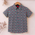 Retro Bloom Navy Casual Shirt Boys(R-418N)