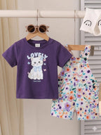 Lovely Cat Purple T-Shirt & Romper