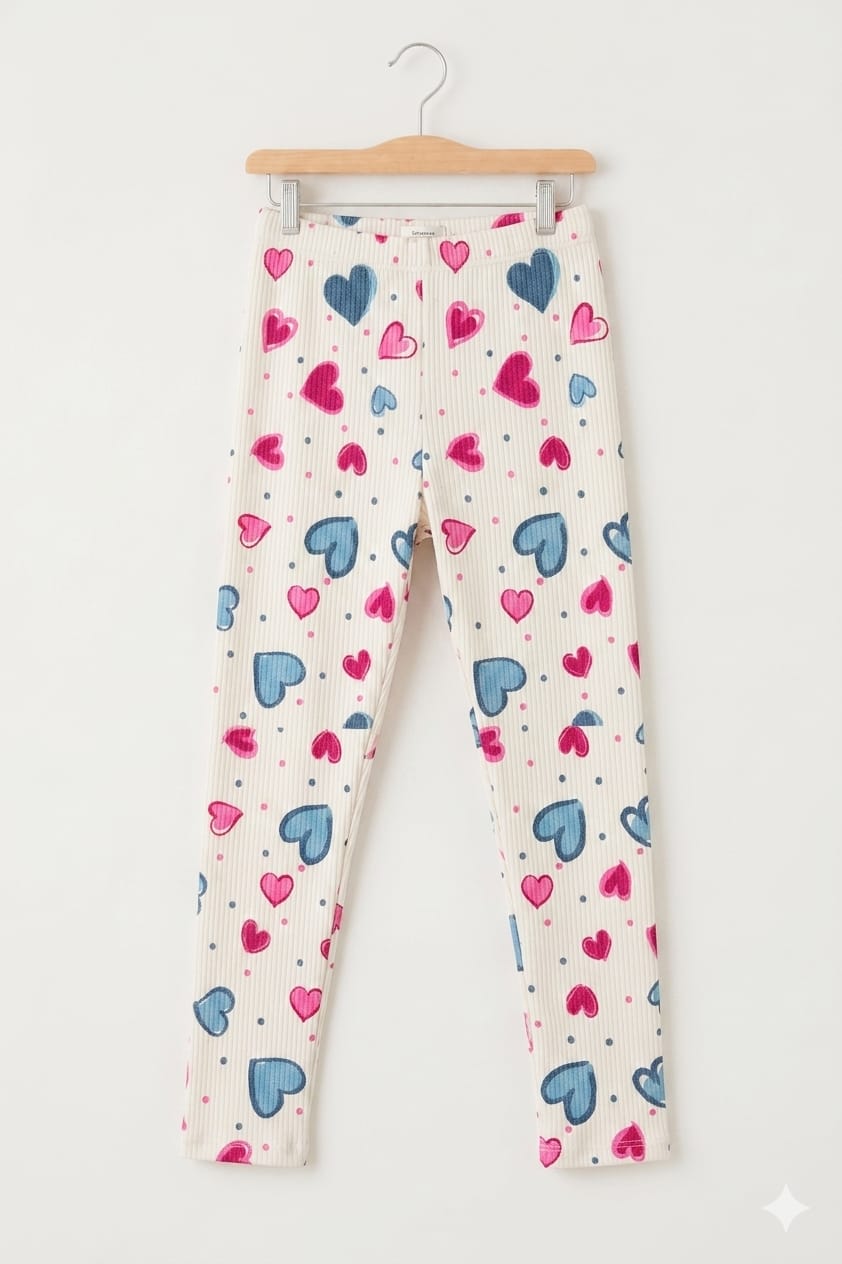 Heart Print White Tight Girls