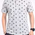 Tree All Over Print Oatmeal Collar Polo Men's (R- 404N )
