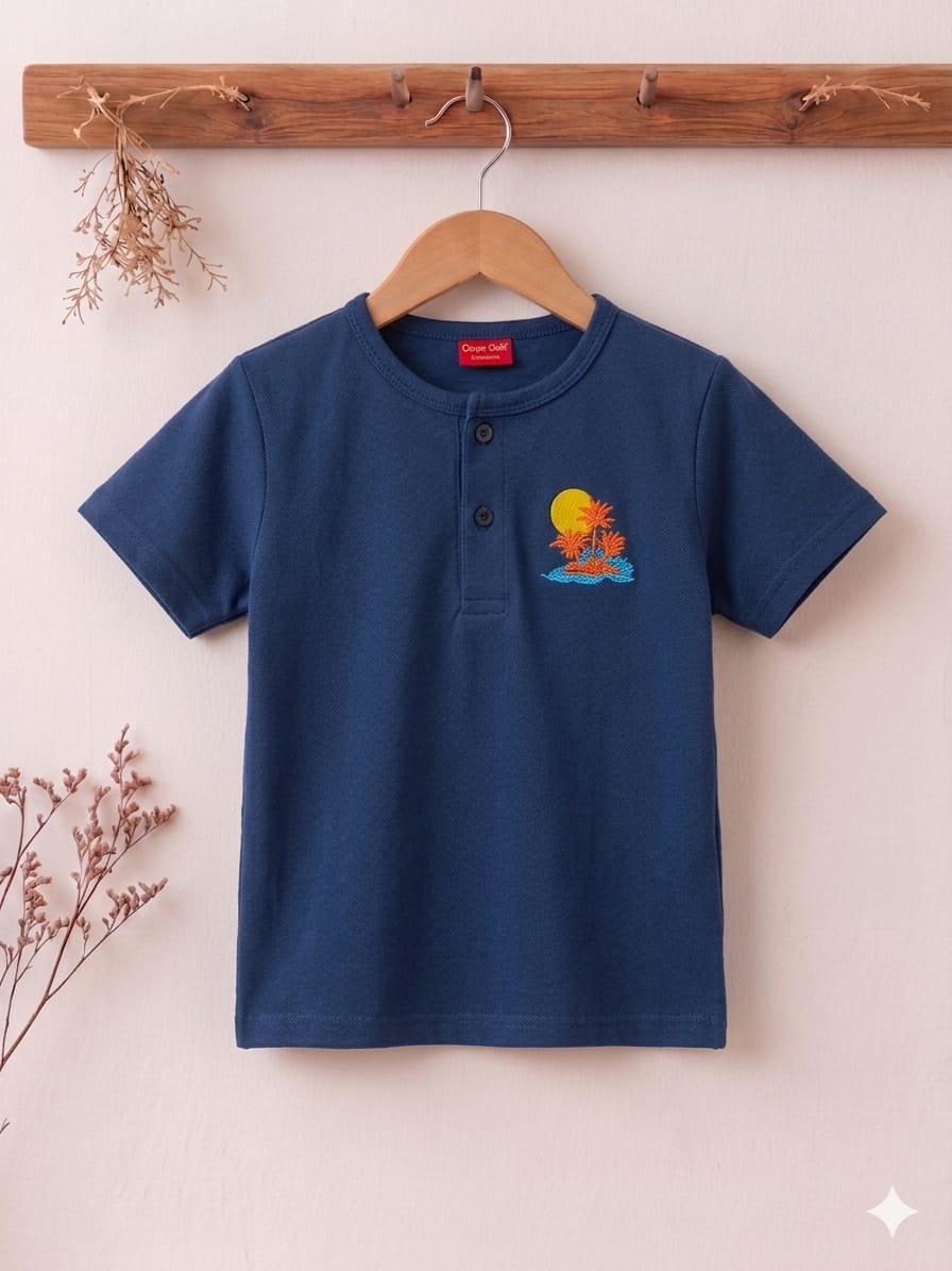 Tree Sun Logo Navy Polo Boys