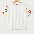 (Short Length)Arms Print White  T-Shirt Girls ( R-474 )