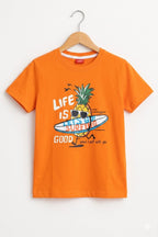Lets Surfing Orange T-Shirt Boys