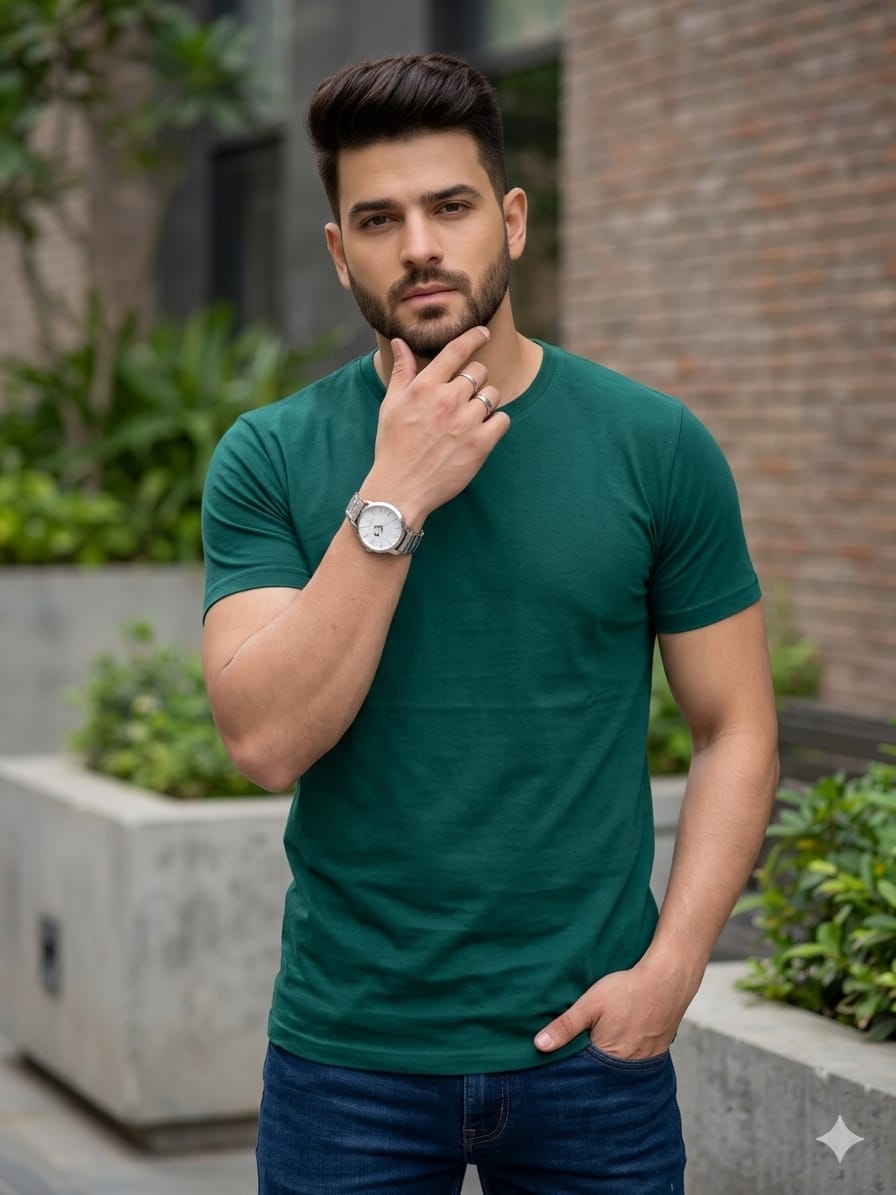 Simple Dark Green T-Shirt Men's