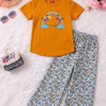 Rainbow Print Mustred T-Shirt & Flapper Girls