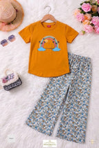 Rainbow Print Mustred T-Shirt & Flapper Girls