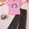 Rainbow Print Pink T-Shirt & Flapper Girls