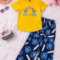 Rainbow Print Yellow T-Shirt & Flapper Girls