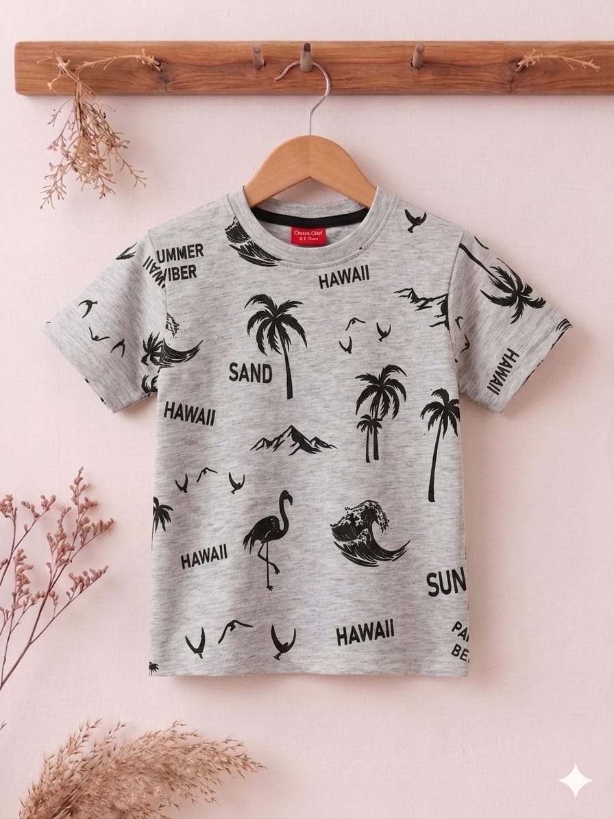 Summer Vibes Oatmeal  T-Shirt Boys