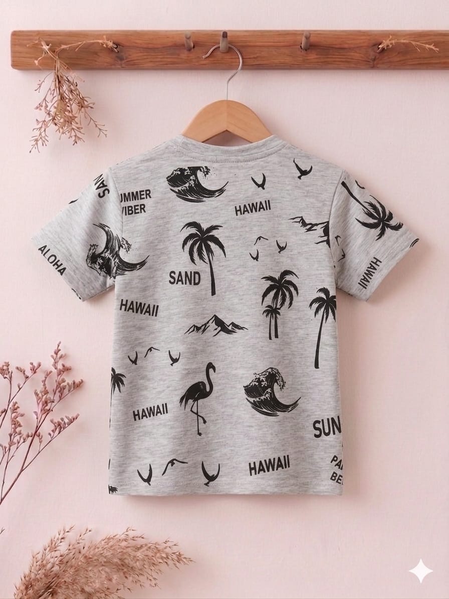 Summer Vibes Oatmeal  T-Shirt Boys