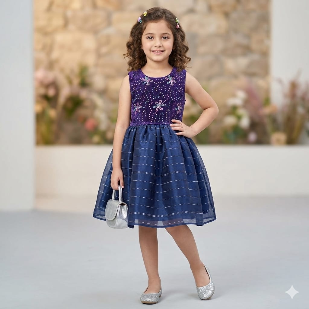 2 Sparkle Queen Navy  Frock Girls