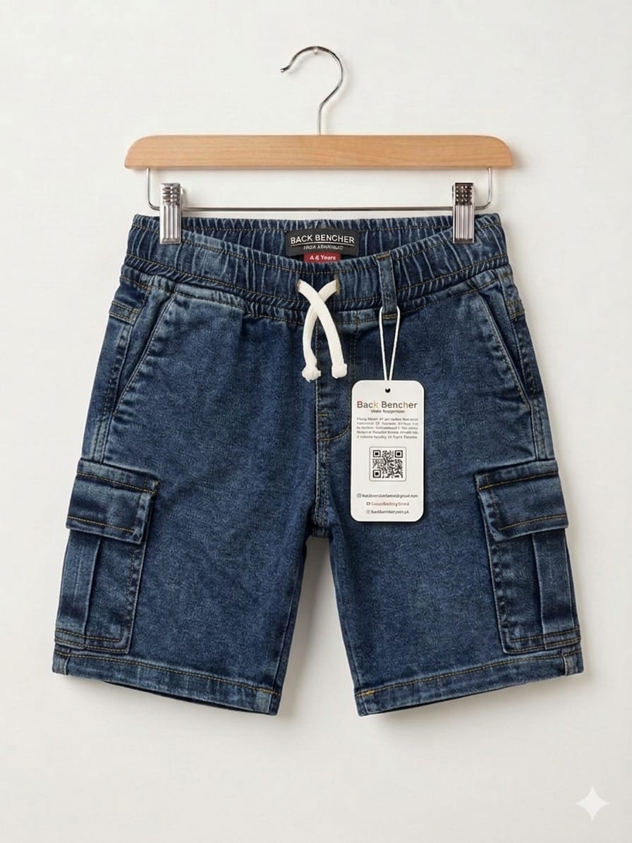6 Pocket Dark Blue Denim Shorts Boys