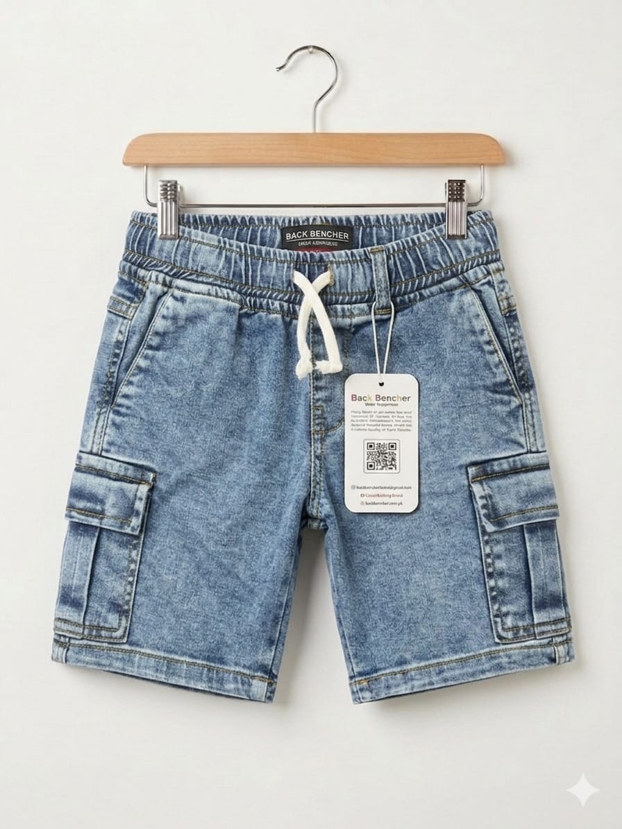 6 Pocket Sky Blue Denim Shorts Boys