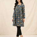 Brown White Flower Navy Top For Women