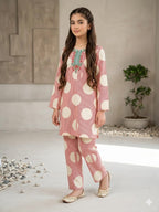 Front Embroidery Red White Striper 2Pcs Suit Girls