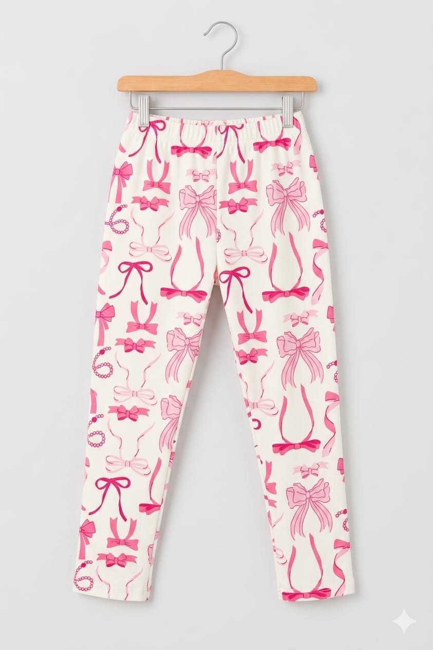 Bow Print White Tight Girls