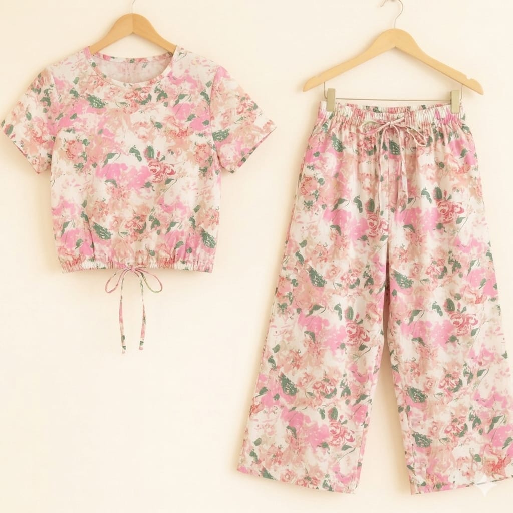 Pink Flower Shade Half Sleeve Cream Skate Fish Girls