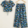 Blue Sun Flower Half Sleeve Black Skate Fish Girls ( R-394, 508 )