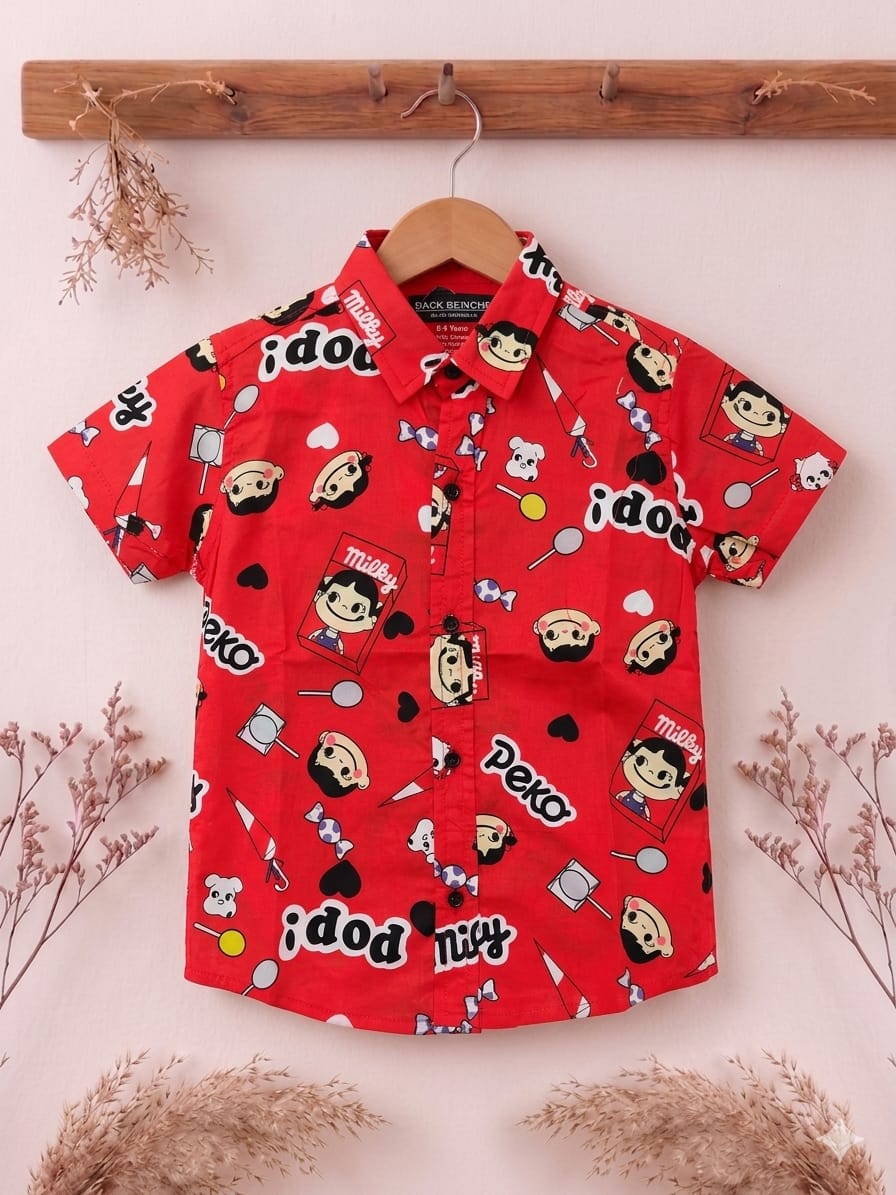 Milky Pop Orange Casual Shirt Boys