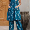 Unstitched Printed Suit- Blue Rose Navy 2 Piece Suit