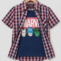 Marvel Navy Inner Mahroon Check Double Casual Shirt Boys R-421)