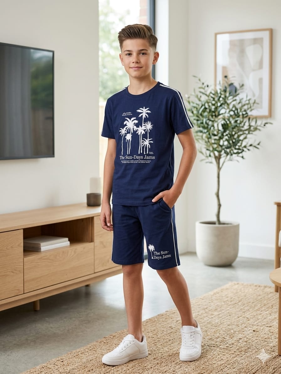 Sunday Jums Navy Nicker Suit Boys