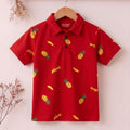 Pineapple Print Red Collar Polo Boys (R-531)