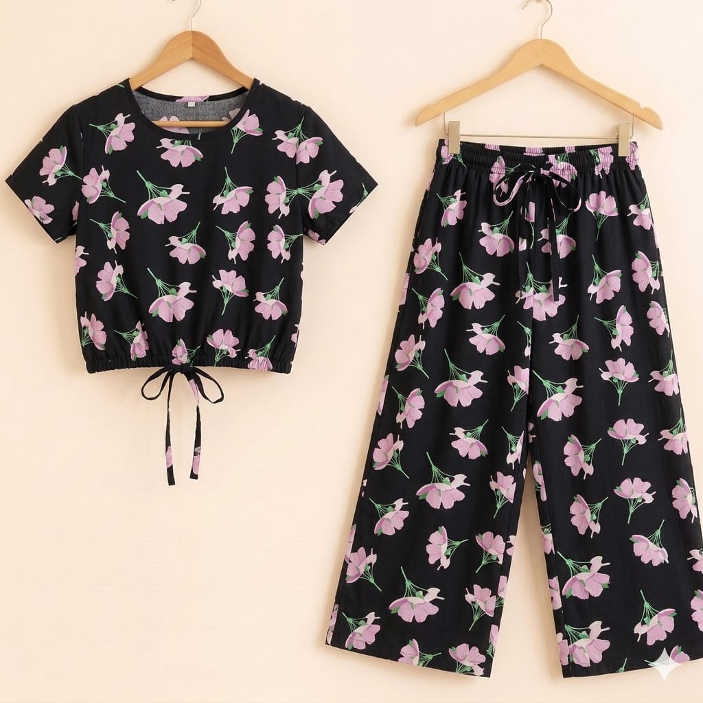 Purple Flower Half Sleeve Black Skate Fish Girls ( R-299 )