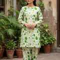 Unstitched Printed Suit- Green Flower Pista 2 Piece Suit