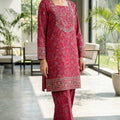 Unstitched Printed Suit- Floral Print Mahroon 2 Piece Suit