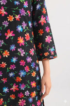 Unstitched Printed Suit- Multi Flower Black 2 Piece Suit