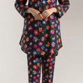 Unstitched Printed Suit- Multi Flower Black 2 Piece Suit