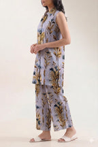 Unstitched Printed Suit- Autumn Sky Floral Print Light Purple 2 Piece Suit