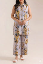Unstitched Printed Suit- Autumn Sky Floral Print Light Purple 2 Piece Suit