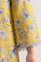 Unstitched Printed Suit- Gray Flower Yellow 2 Piece Suit