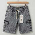 6 Pocket Gray Denim Shorts Boys ( R-283 )
