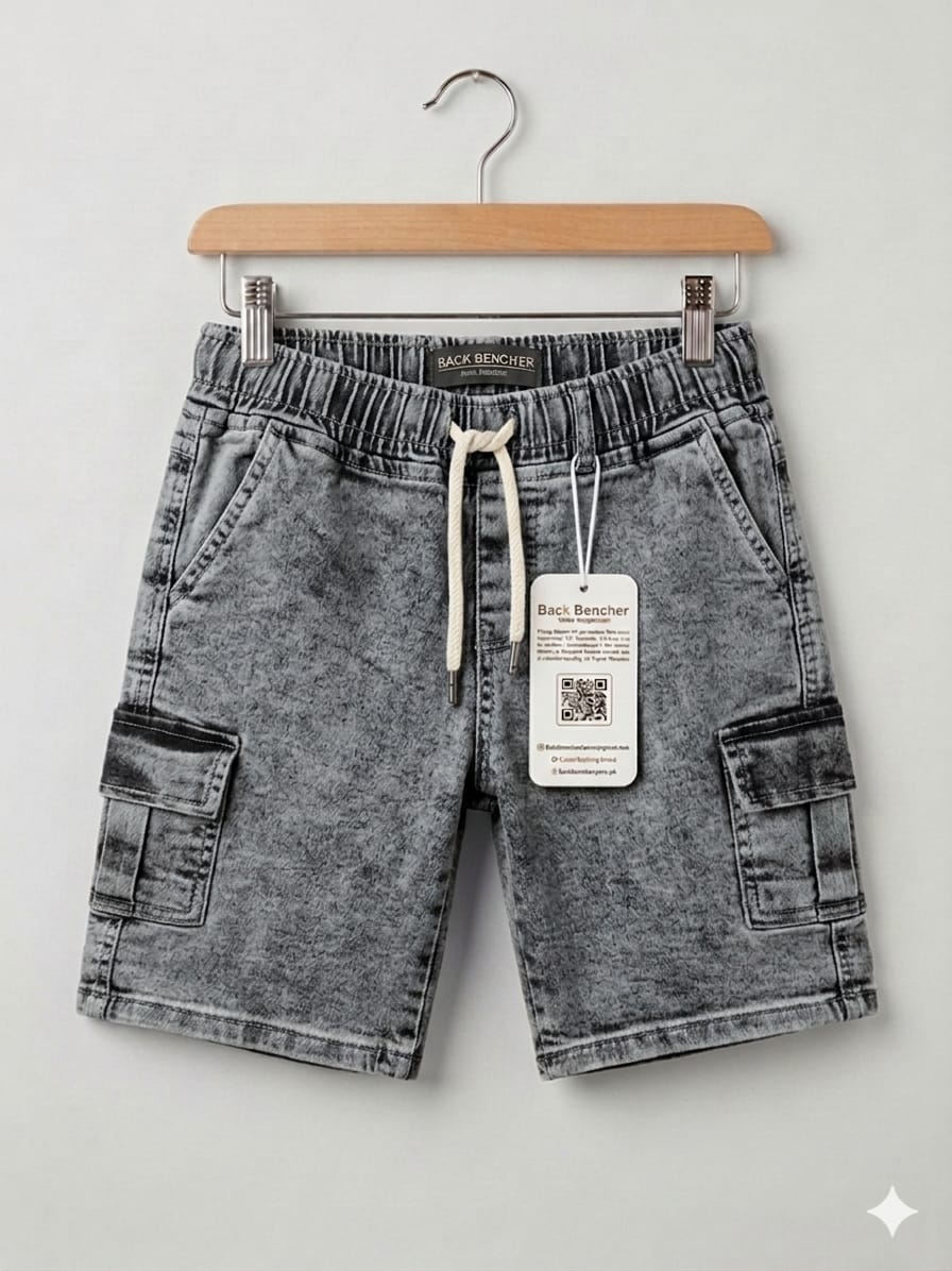 6 Pocket Gray Denim Shorts Boys