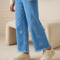 Star With Bow Embroidery Sky Blue Jeans Girls
