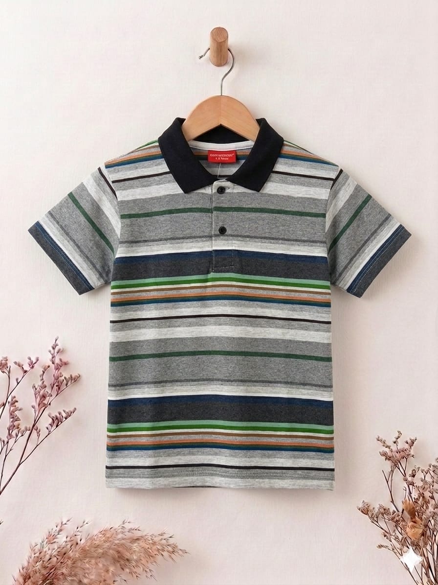 Sunset Striper Oatmeal Collar T-Shirt Boys