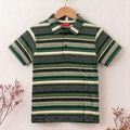 Green Striper Mehndi Collar T-Shirt Boys