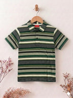 Green Striper Mehndi Collar T-Shirt Boys