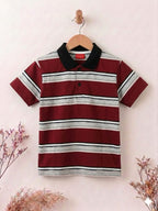 Multi Striper Mahroon Collar T-Shirt Boys ( R-546 )