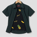 Pineapple All Over Print Black Double Casual Shirt Boys ( R-75 )