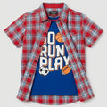Go Run Play Multi Check Double Casual Shirt Boys ( R-458 )